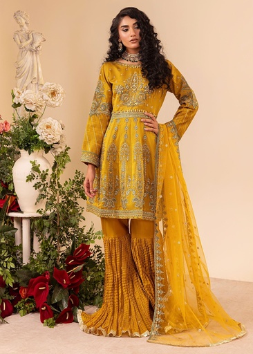 [FBS2704] Gharara in Mustard by Diara Couture