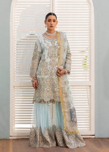 [VJJ0898] Gharara in Ice blue by Shandur