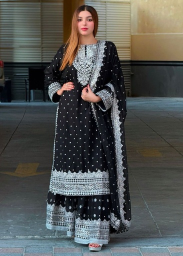 [MZS5790] Gharara in Black by Four Season Boutique