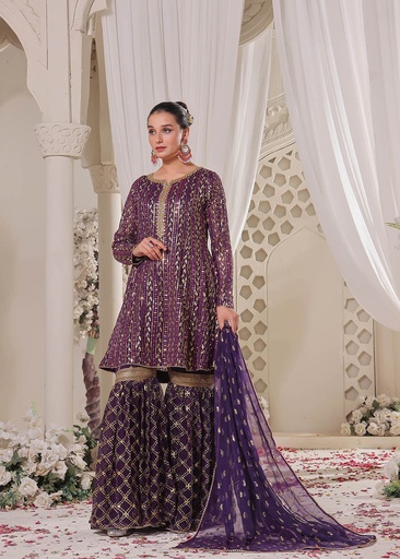 [FQJ5874] Gharara in Purple by Ayesha Closet