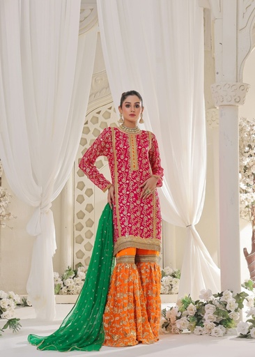 [XEI8776] Gharara in Shocking pink by Ayesha Closet
