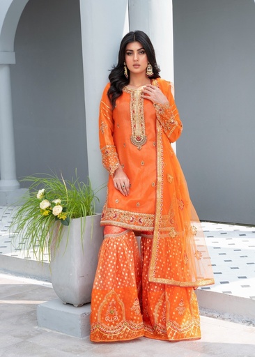 [MGR9970] Gharara in Orange by Al Sami Creations