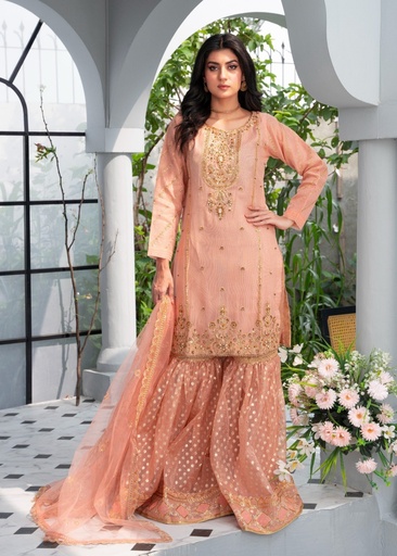 [RQC0099] Gharara in Peach pink by Al Sami Creations