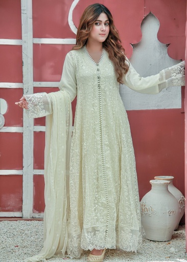 [LFR8699] Gown in Off-white by Mona Embroidery
