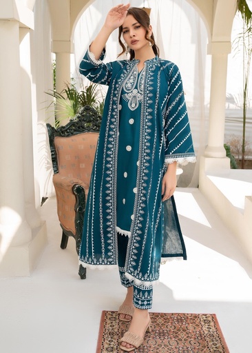[RKM0220] Gown in Teal by Sahibas By Mirza
