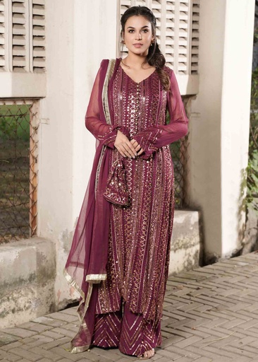 [NML1354] Gown in Plum by Rang-e-Haya