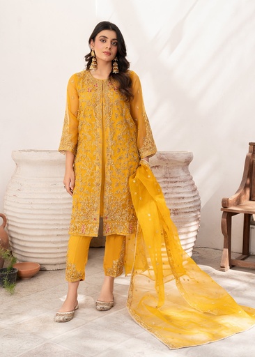 [TUA9165] Gown in Mustard by Laleen