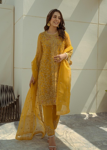 [LXT4789] Gown in Mustard by Laleen