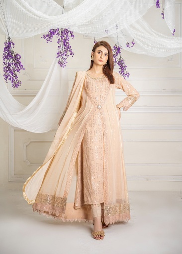 [HBC5608] Gown in Peach pink by Manahils
