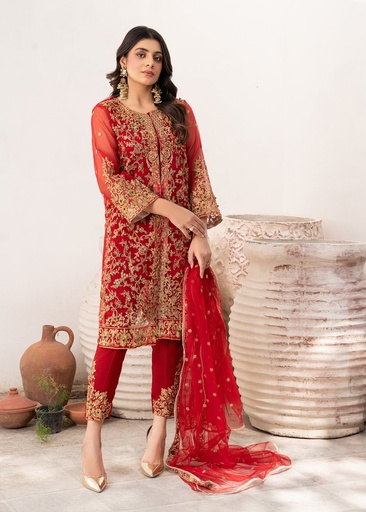 [OYM9641] Gown in Red by Laleen