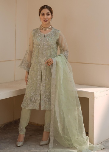 [GQA9600] Gown in Mint green by Laleen
