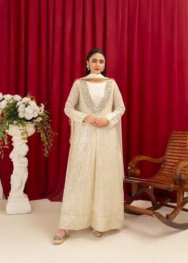 [AGS9892] Gown in Off-white by Manahils