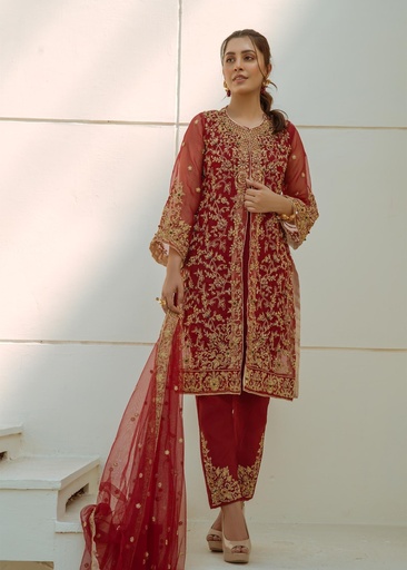 [ZXQ4541] Gown in Red by Laleen