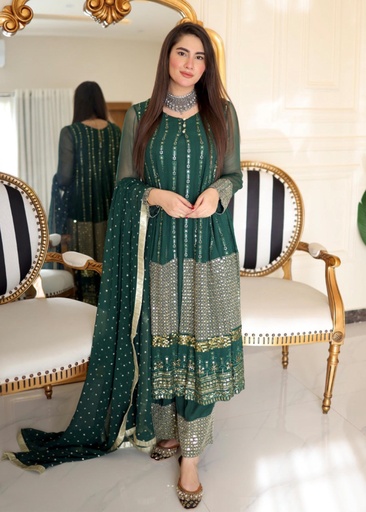 [VSB4772] Gown in Bottle green by Rang-e-Haya