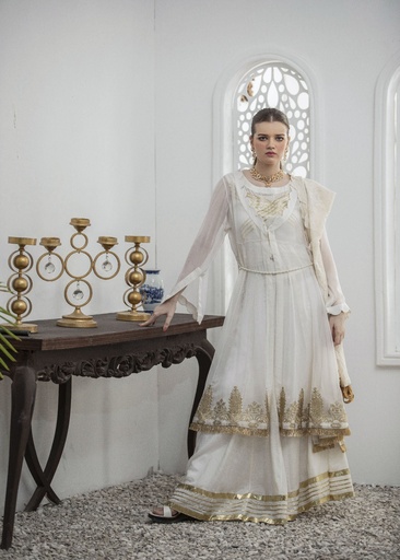 [BMQ0301] Gown in Cream by Yusra Ansari