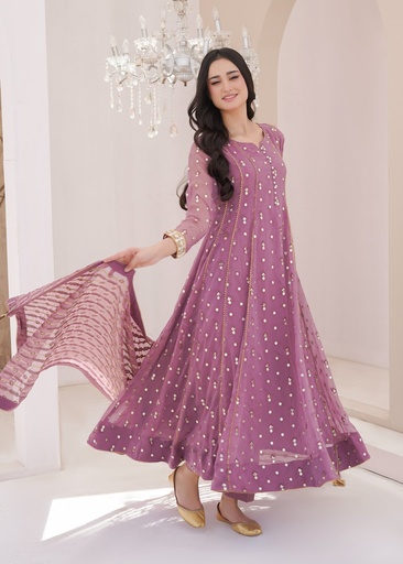 Chiffon Anarkali in Lavender