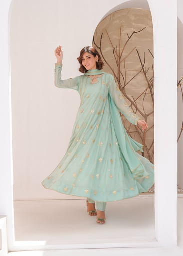 Chiffon Anarkali in Pastel green