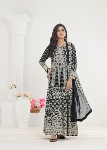 Chiffon Anarkali in Black
