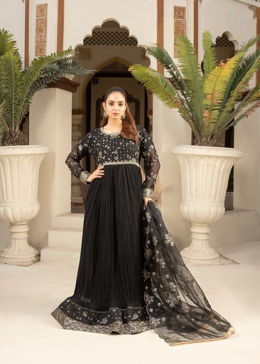 Chiffon Anarkali in Black