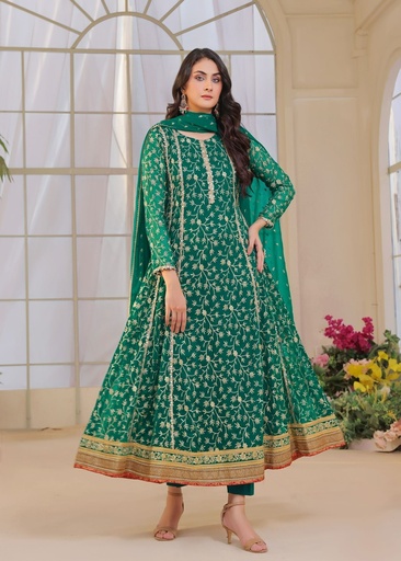Chiffon Anarkali in Sea green