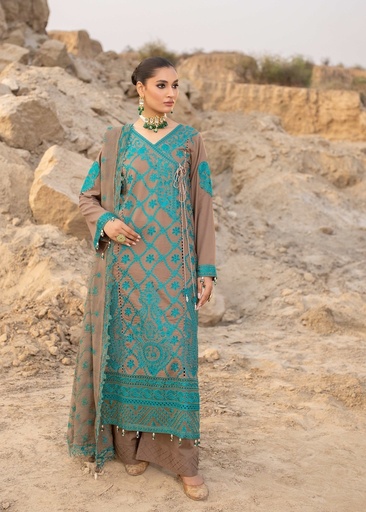 Cotton Angrakha in Almond brown