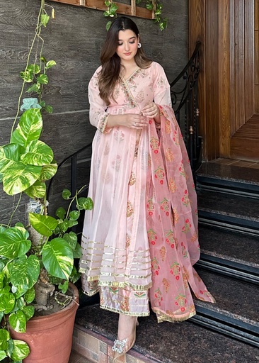 Chiffon Angrakha in Pink