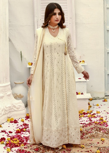 Chiffon Angrakha in Off-white