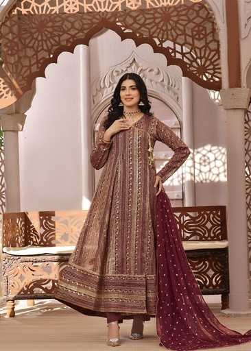 Chiffon Angrakha in Maroon