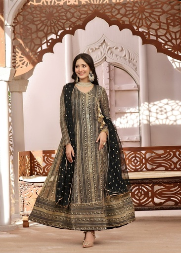 Chiffon Angrakha in Black
