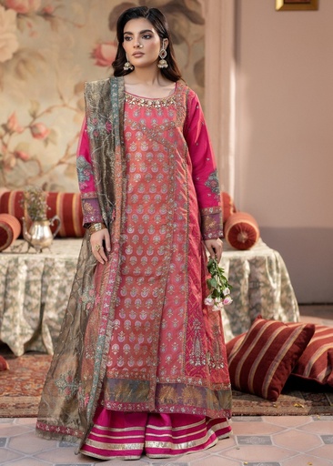 Organza Angrakha in Strawberry pink