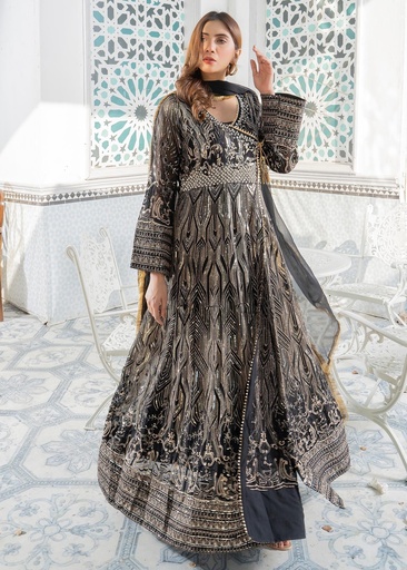 Chiffon Angrakha in Black