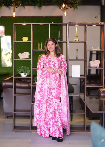 Poly lawn Angrakha in Pink