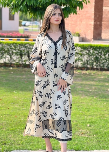 Lawn cotton Co Ord Sets in Off-white