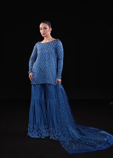 Silk Gharara in Teal