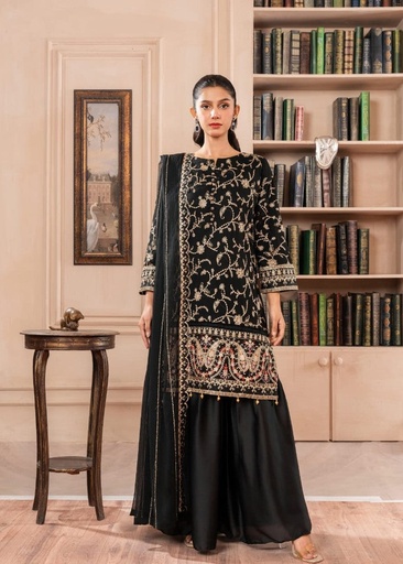 Chiffon Gharara in Black