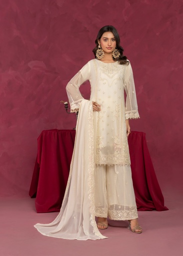 Chiffon Gharara in Cream