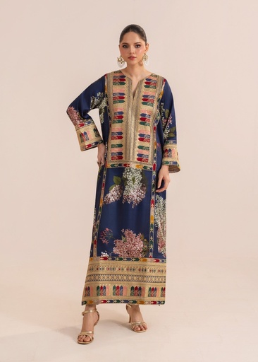 [NJZ1750] Silk Kaftan in Blue
