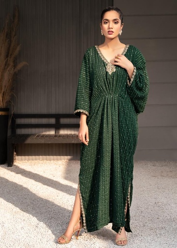 [VOW8531] Chiffon Kaftan in Dark green