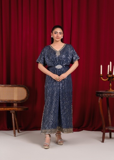 [SHQ1278] Chiffon Kaftan in Navy blue