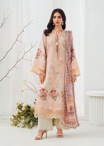 Lawn Kurta Set in Peach pink