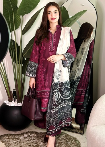 Cotton silk Kurta Set in Plum