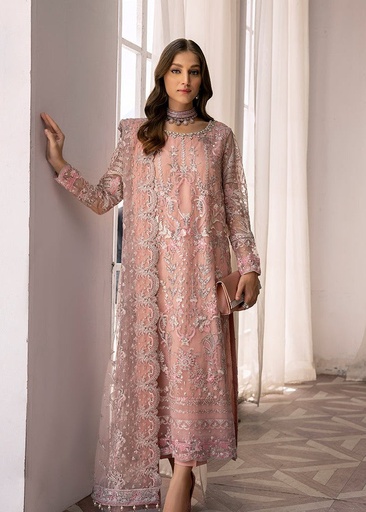 Net Kurta Set in Pastel pink