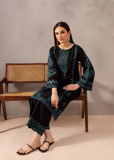 Cotton Kurta Set in Black