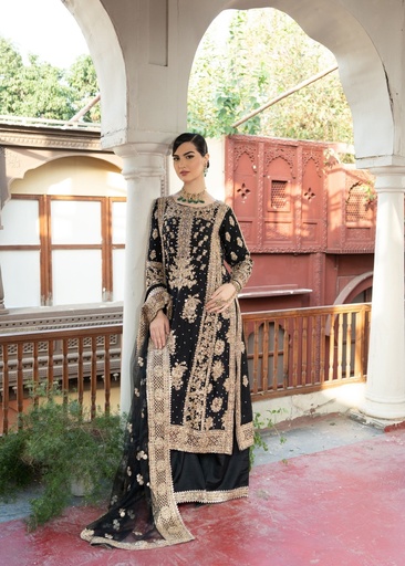 Chiffon Kurta Set in Black