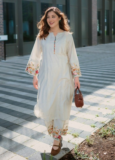 Linen Kurta Set in Ivory