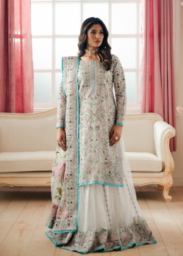 Net Lehenga in White