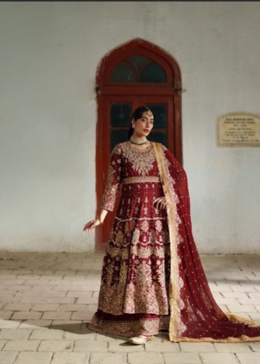 Chiffon Lehenga in Maroon