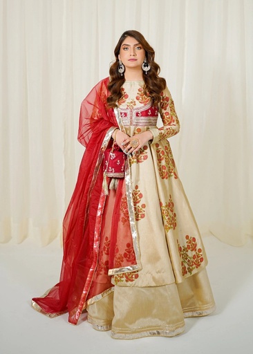 Raw silk Lehenga in Beige