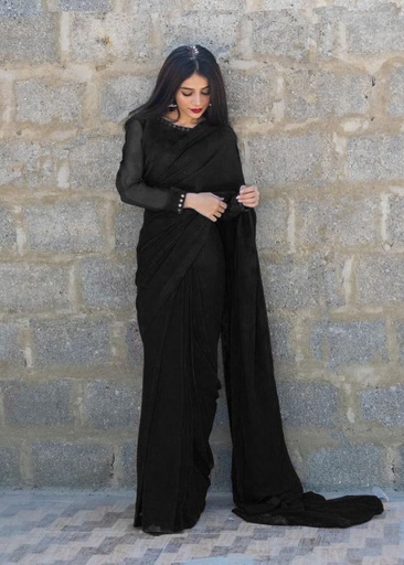 Georgette chiffon Saree in Black
