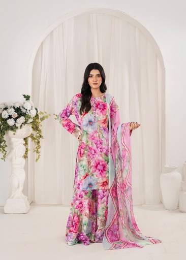 Lawn Sharara in Hot pink